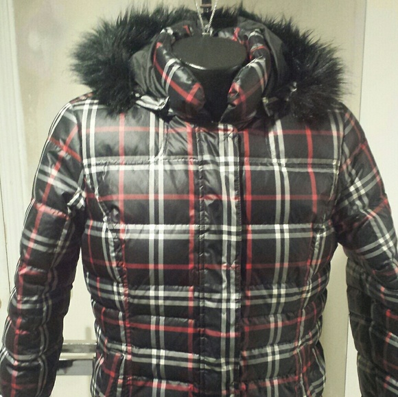 tommy hilfiger plaid puffer jacket